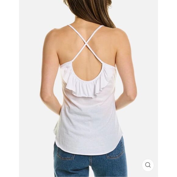 Chaser Women’s Medium Vintage Jersey Ruffle Strappy Cross Back Tank White NWT - Picture 2 of 8